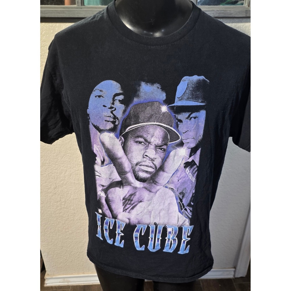 Ice Cube Graphic T Shirt Mens L Black Purple Blue Rap Tee Hip Hop Streetwear